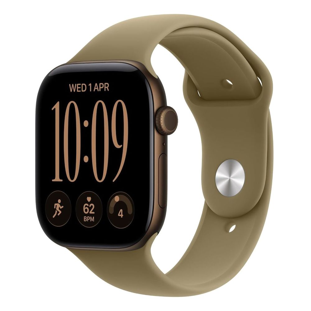 Apple Watch Series 12 GPS 46mm Dark Bronze Aluminium Case with Olive Sport Band - S/M