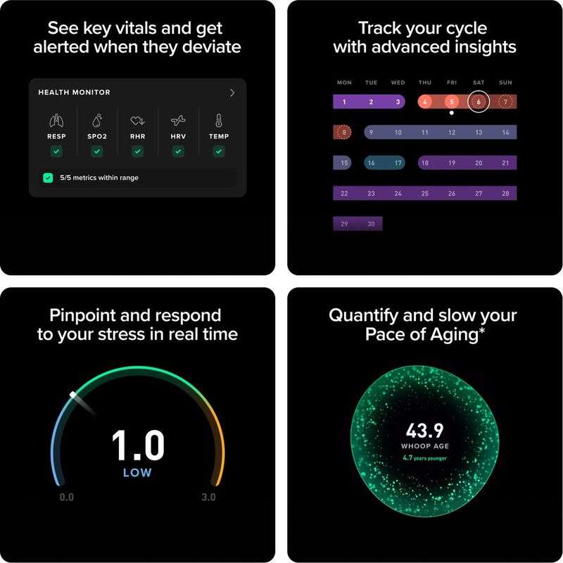 WHOOP 5.0 Peak with 12-Month Membership - 24/7 Activity Tracker - Obsidian