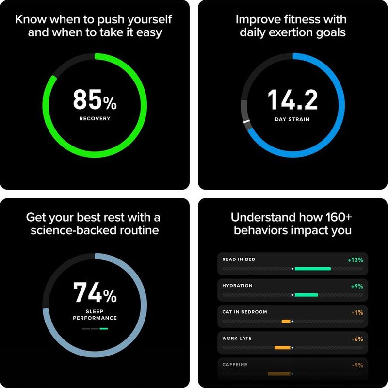 WHOOP 5.0 Peak with 12-Month Membership - 24/7 Activity Tracker - Obsidian